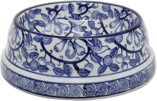 Miniatura 18 de Aimusego Plato chino de cerámica azul de 6.7 pulgadas para alimentos y agua para perros pequeños y medianos/gatos, tazón antideslizante de porcelana