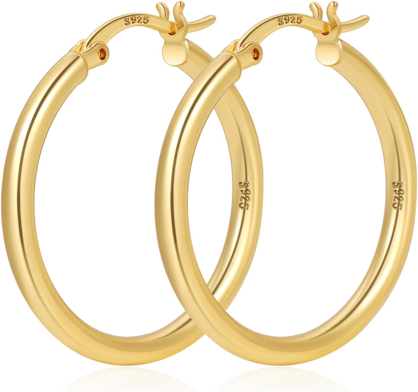 YOUNGYUE 925 Sterling Silver Hoop Earrings for Women Hypoallergenic Oversize 14K Gold Hoops Earrings for Women Thin Gold Plated Hoop earrings Lightweight Large Silver Hoop Earrings 20/30/40/50/60/70mm