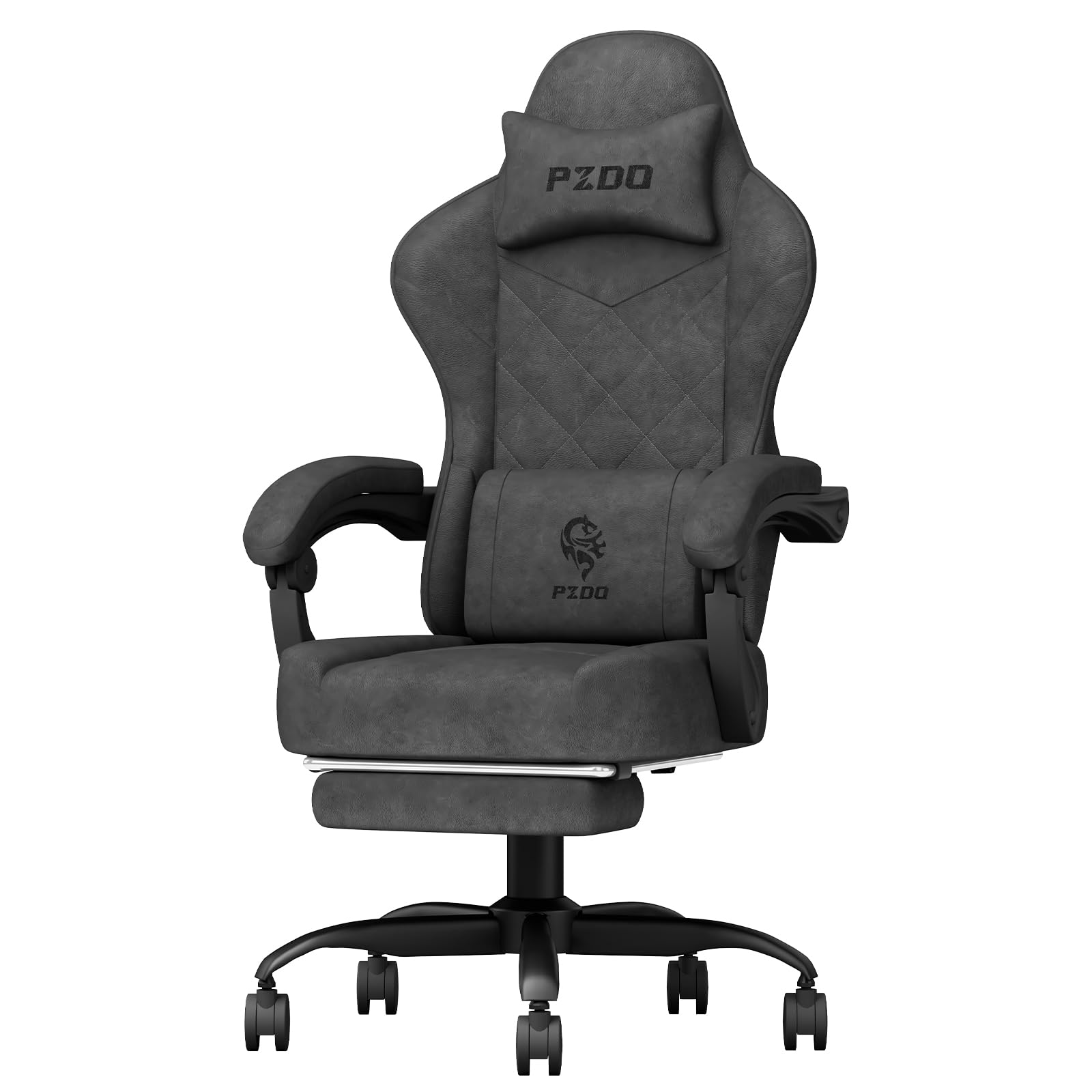 Gaming Chair, Gaming Chairs for Adults with Footrest, Lumbar Support, Fabric Computer Office Chair, High Back PC Chairs Ergonomic Gamer Chair with Wide Cushion, Recliner, 300LBS, Teens, Black