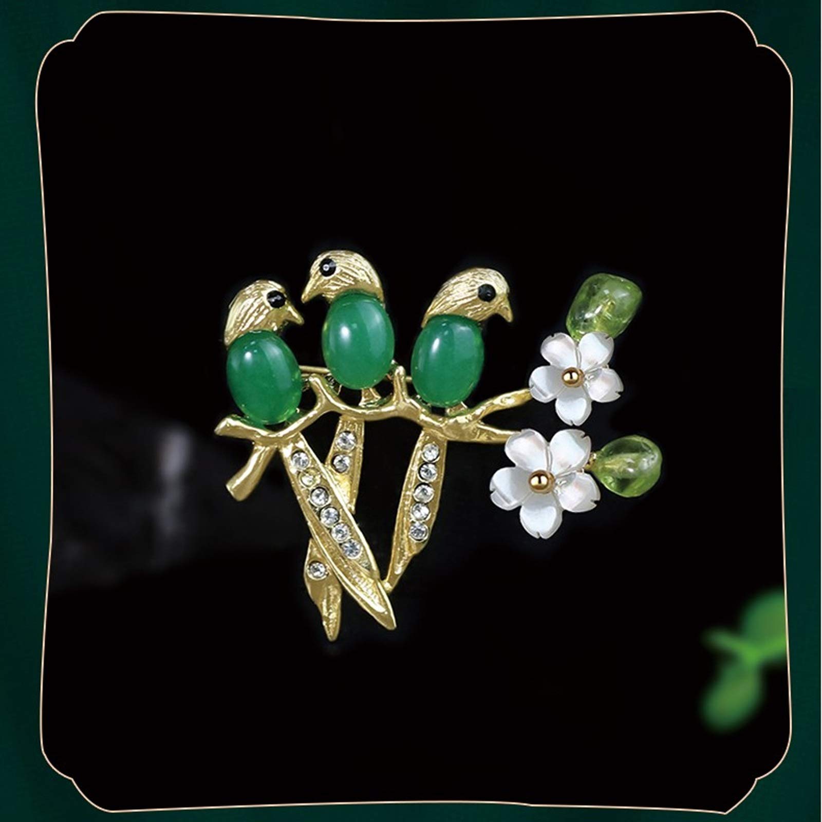 Brosche Kleine Vögel Broschen Chalcedon Vogelbrosche Pins Temperament Kleidung Zubehör Frauenanzüge Kleid Bankett Brosche Geschenk (grün) Broschen & Anstecknadeln