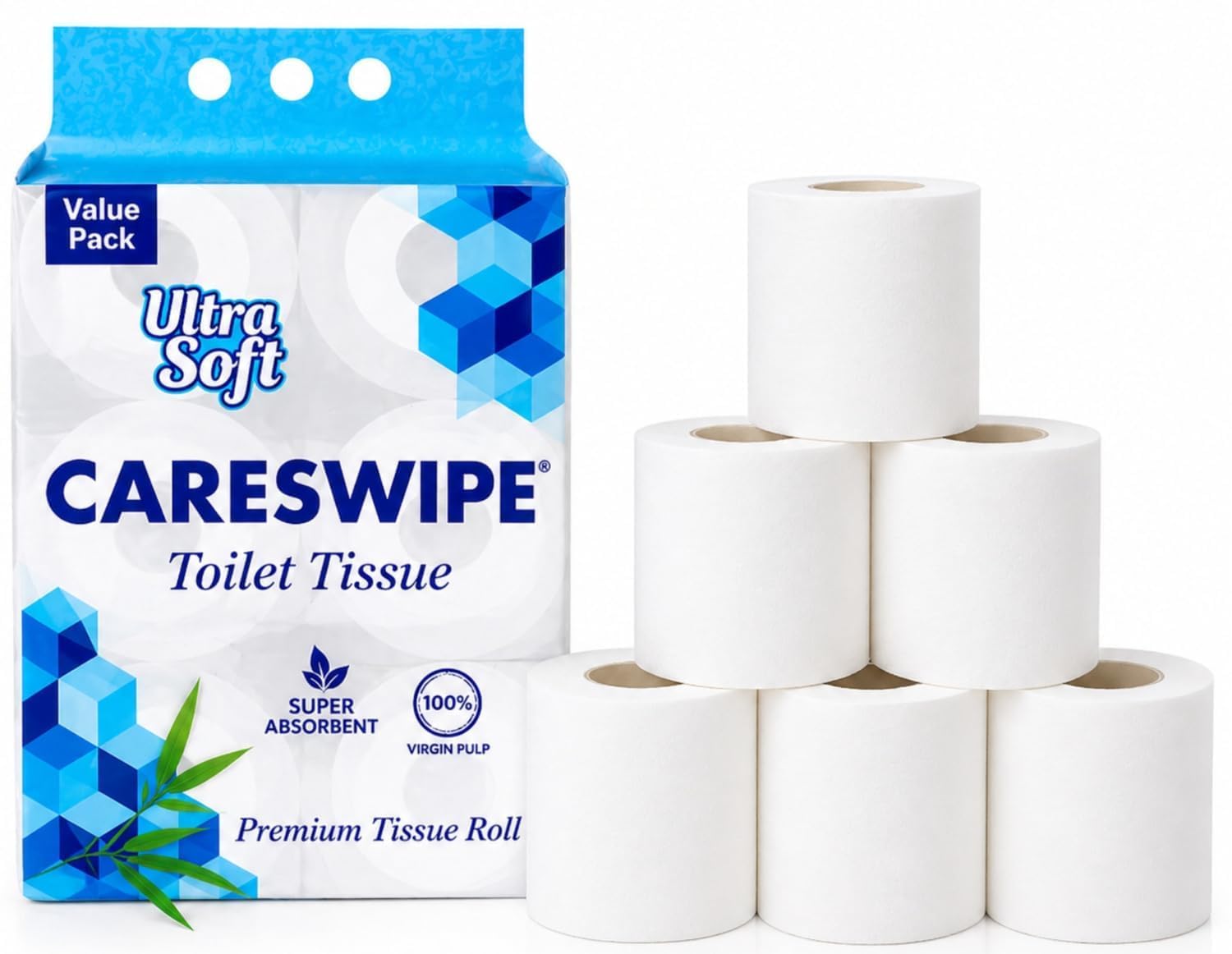 Careswipe Toilet Tissue Paper Rolls 1050 Sheets Pack of 6 Super Soft | Flushable | Easy to Tear-image-45