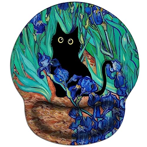 Alfombrilla de ratón de gato con soporte de muñeca, ergonómica para mouse inalámbrico, alfombrilla de mouse de anime con base de goma antideslizante para oficina en casa, juegos, computadoras de
