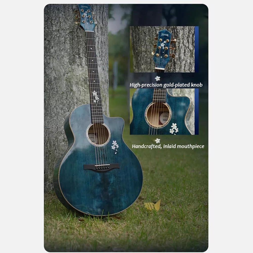Kit Chitarra Acustica Per Principianti Da 41 Pollici, Chitarra Folk A 6 Corde In Legno Con Custodia Morbida Per Adulti, Studenti E Appassionati Di Musica(Blu)