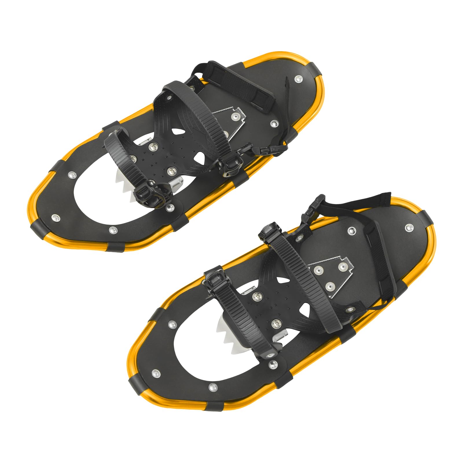 21 Inch Snowshoes, Lightweight Snowshoes with Adjustable Trekking Poles and Carrying Bag, Floor Standing Skiing Snowshoes for Men Women, 66-154lbs Load Capacity (Gold, Black)