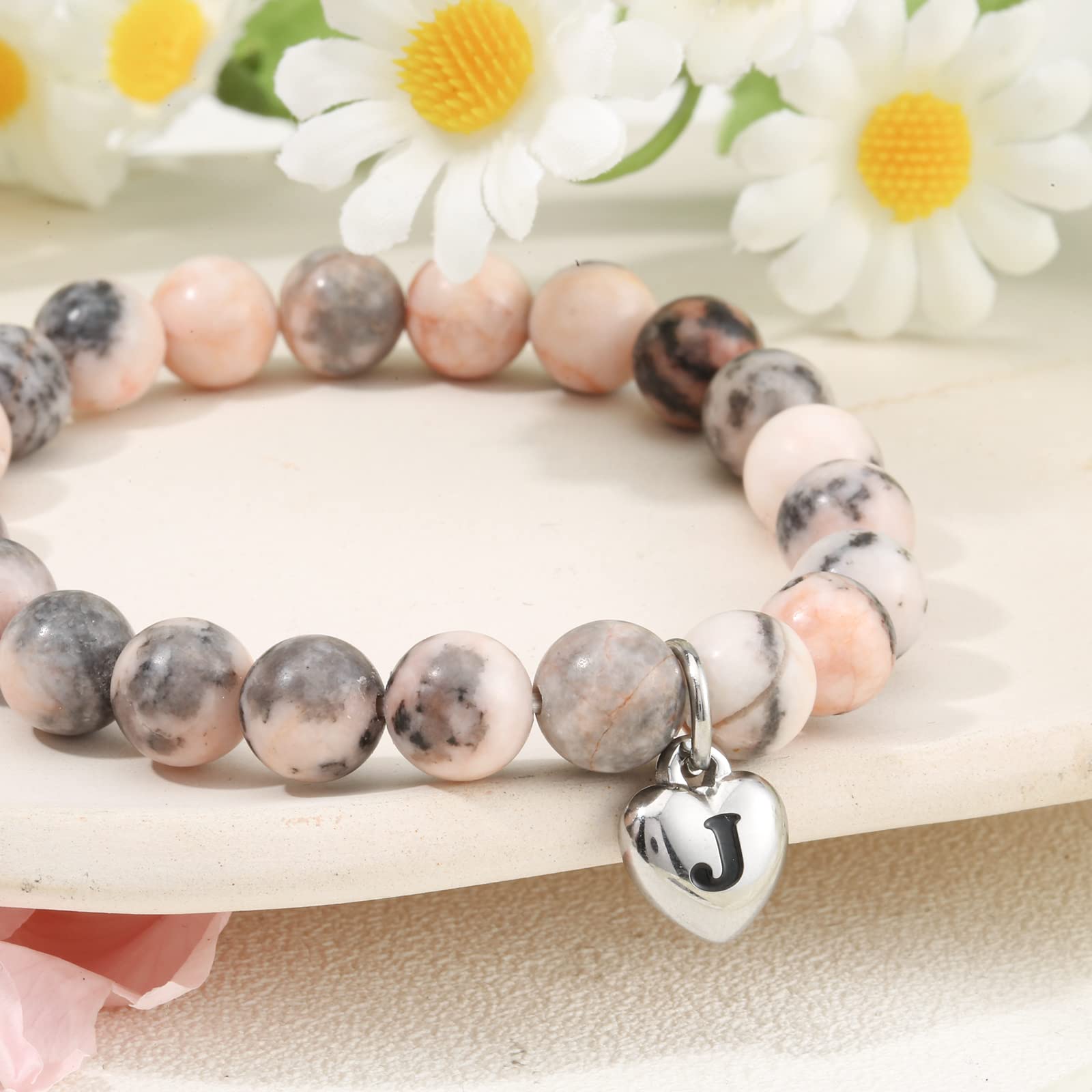 Jewelry&Card Mothers Day Gifts for Women Teen Girls, Inspirational Letter"J" Beaded Bracelets for Teen Girls, Trendy Stuff Gifts for Mom Friend Sister Wife Daughter on Easter Birthday