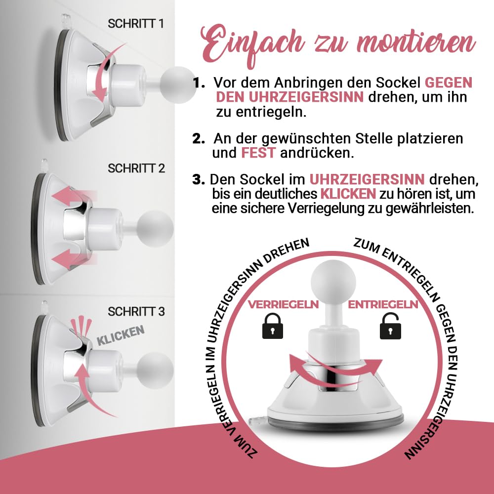 Schminkspiegel mit 10fach Vergrößerung - Kosmetikspiegel mit Saugnapf und 360 Grad Drehung für Make-up und Reisen, Magnifying Makeup Mirror - 17cm x17cm (Rund)