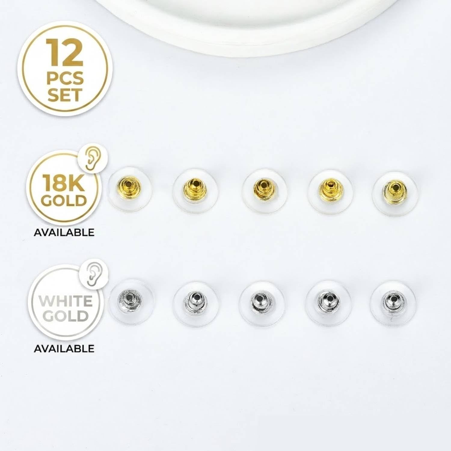 Earring Backs for Droopy Ears, AKRUWERLY 12PCS Big Plastic Locking Earring Backs for Heavy Earrings Large Bullet Clutch Earring Backings Replacements for Studs,Mixed Color
