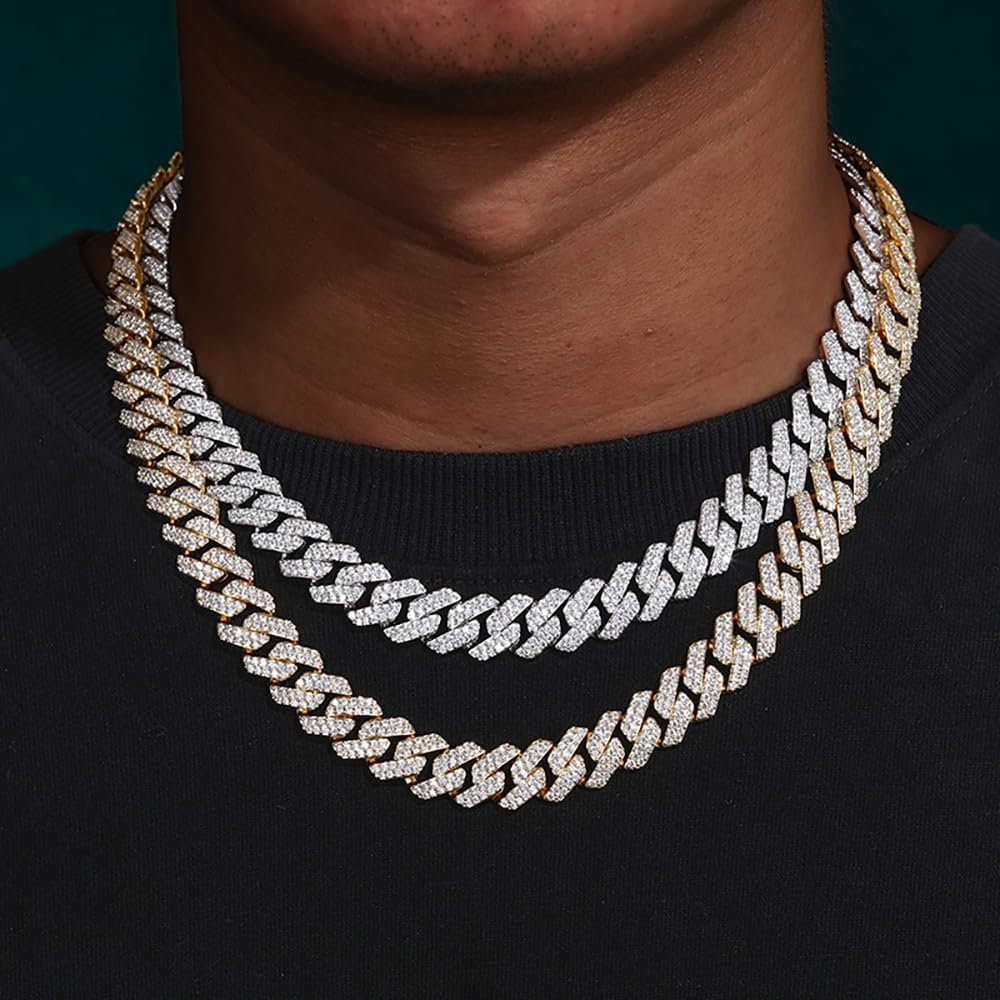 14mm Thick Heavy Cuban Link Chain for Men | Iced Out with 5A+ Cubic Zirconia | 14K White Gold Plated Luxury Bling Necklace | Gift for Him, Rappers, Birthday, Christmas - Image 4