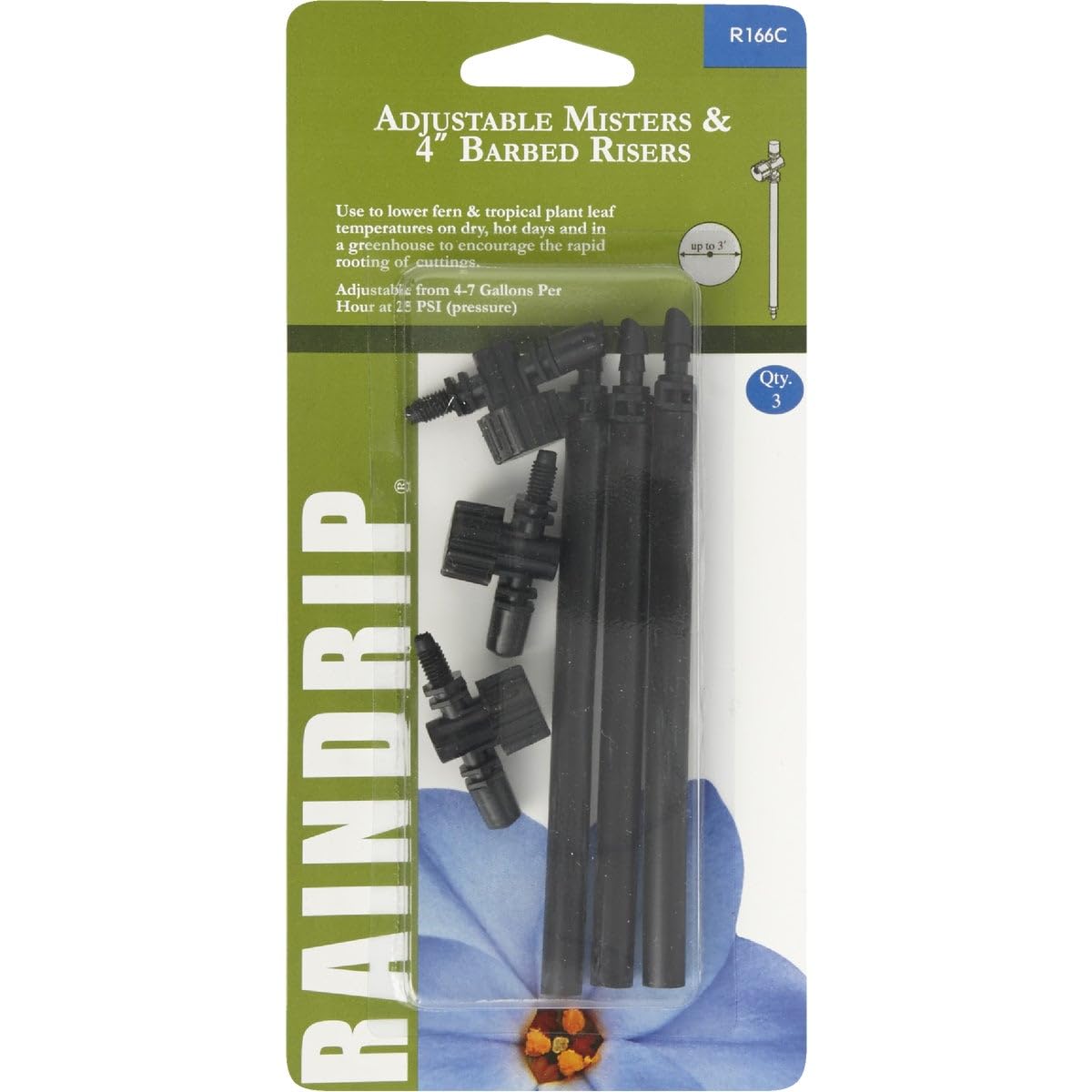 Raindrip R166C Adjustable Misters and Barbed Risers