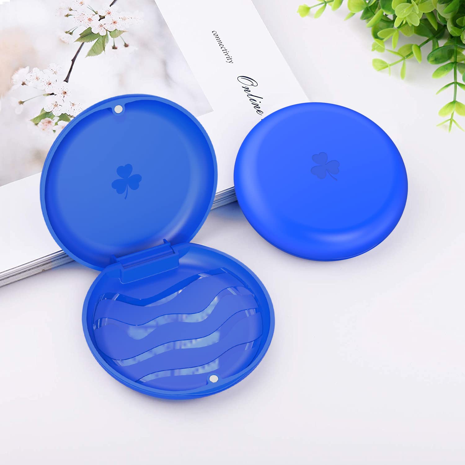 2 Pack de boîtiers pour appareil dentaire, boîtier pour aligneurs, boîtier orthodontique pour appareil dentaire, boîtier de voyage pour protège-dents - Bleu foncé.