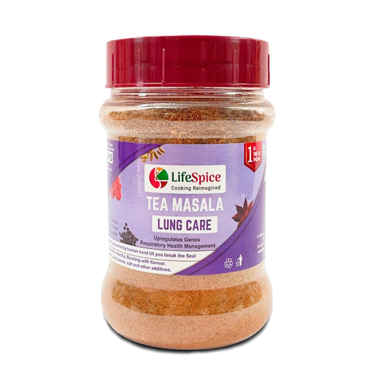 LifeSpice - Tea Masala - Lung Care -75g Jar | In vivo tested in research lab | Upregulates genes | Improves Oxygen intake | Relieves Asthma | Helps Prevent Alzheimer | Reduces Depression | Improves oral health (B0BS6K52YR) Amazon Price History, Amazon Price Tracker
