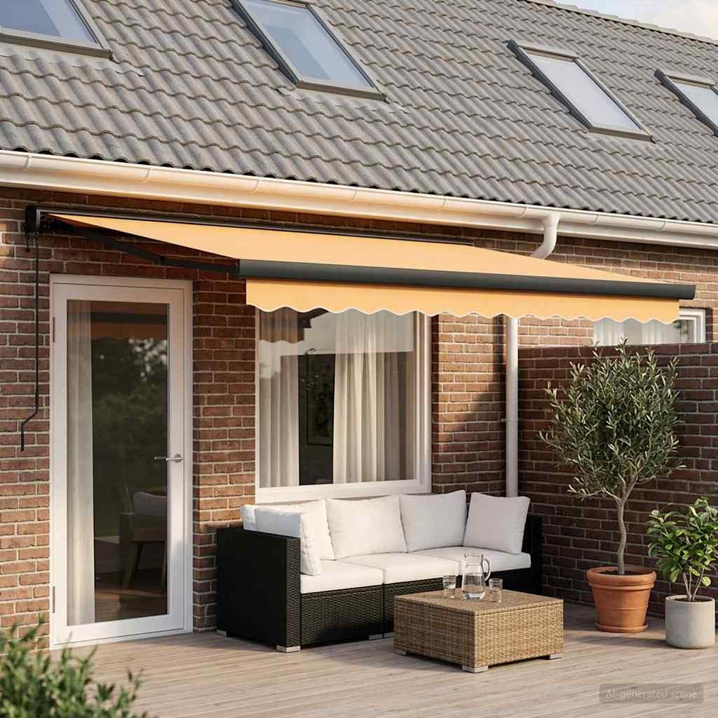 Tenda da sole estensibile con braccio snodato, 450 x 300 cm, tessuto e metallo, per terrazza, giardino, balcone, protezione solare, protezione UV, resistente alle intemperie e impermeabile