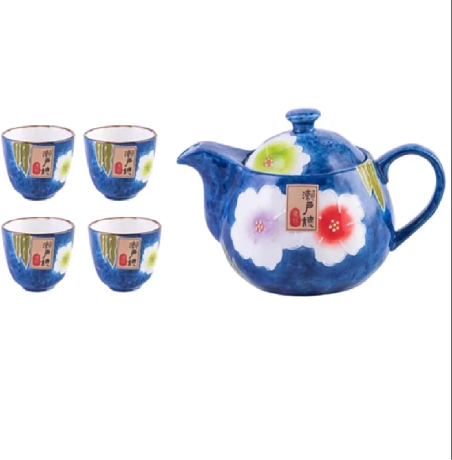 Hand-Painted Ceramic Teapot Set, 1 Teapot 4 Cups, Japanese Style-set4
