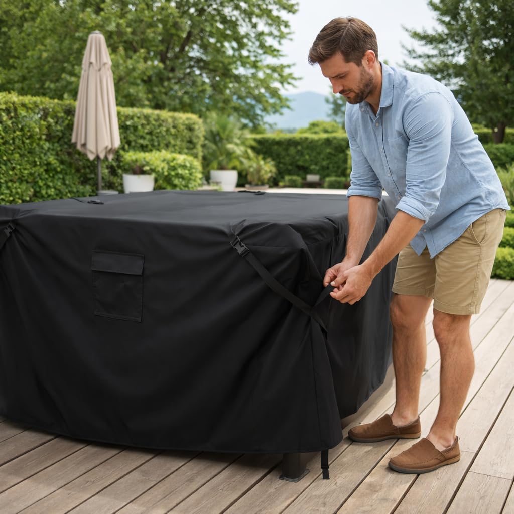 HBCOLLECTION® HB-Elite Copertura Custodia ad alta resistenza 500D per divano da giardino, Nero