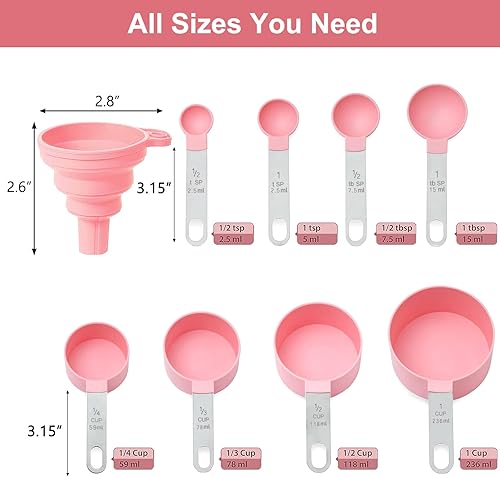 Miniatura 9 de Recogwood Juego de 12 tazas y cucharas medidoras, tazas medidoras de líquidos anidables, tazas medidoras con mango de acero inoxidable, cucharas