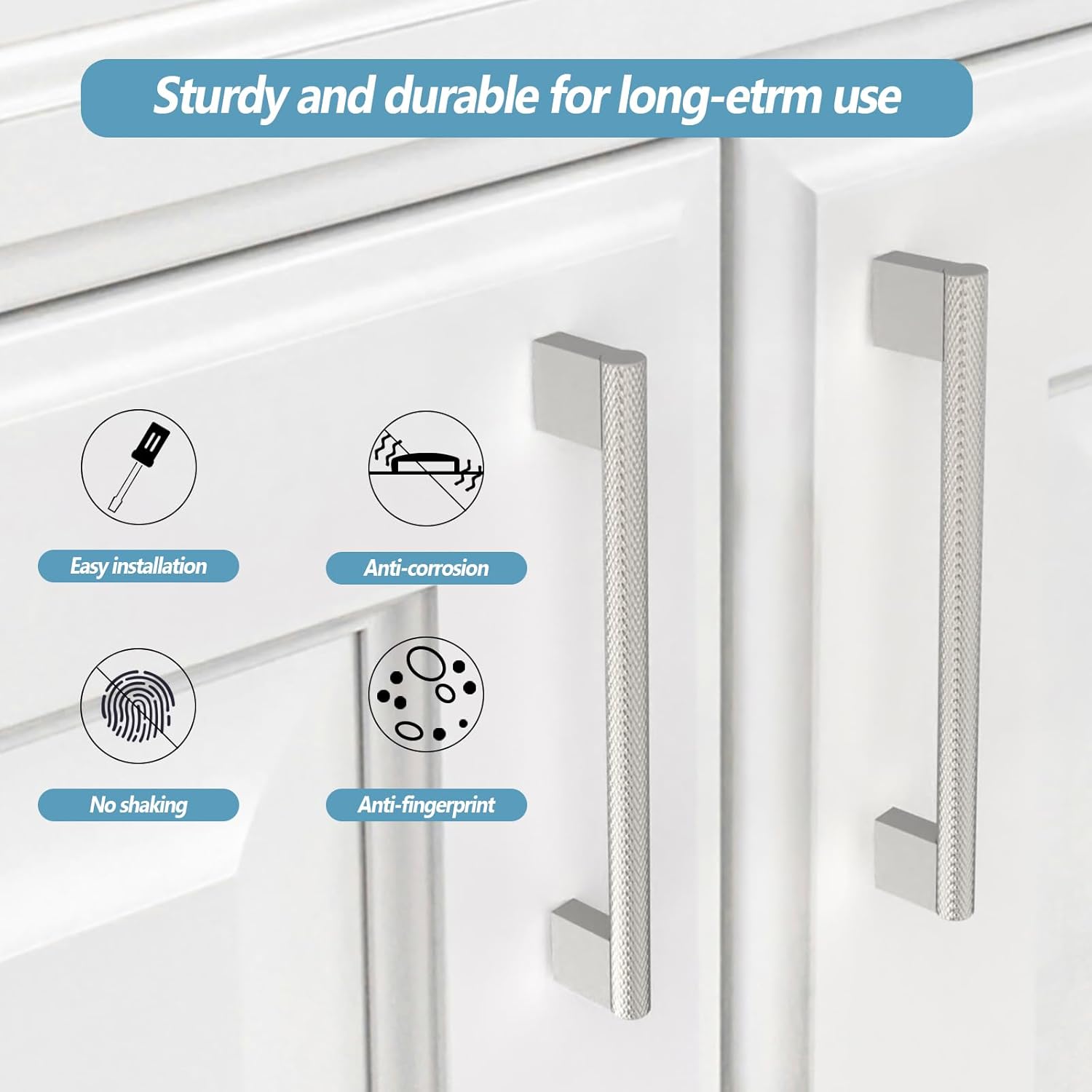 10 Pack 7 Inch Hole Center(178mm) Brushed Satin Nickel Knurled Cabinet Pull Kitchen Cabinet Handles Cupboard Pulls Cabinet Hardware Drawer Pull