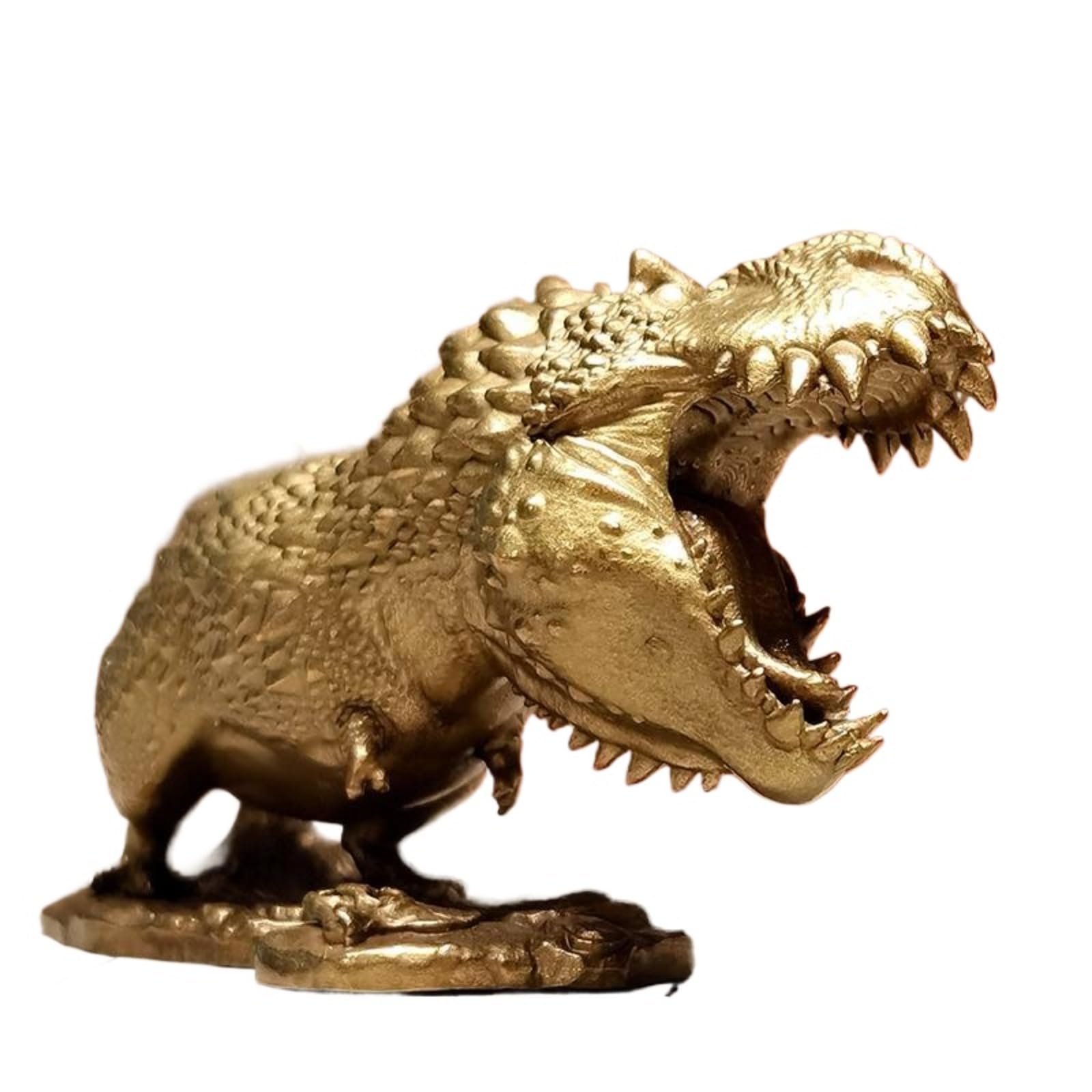 Mosiężna Statua Tyrannosaurus Rex Z Otwartymi Ustami, Dekoracja Biurka, Metalowa Rzeźba Modelu Dinozaura Jurajskiego, Dekoracja Regału Na Biurko