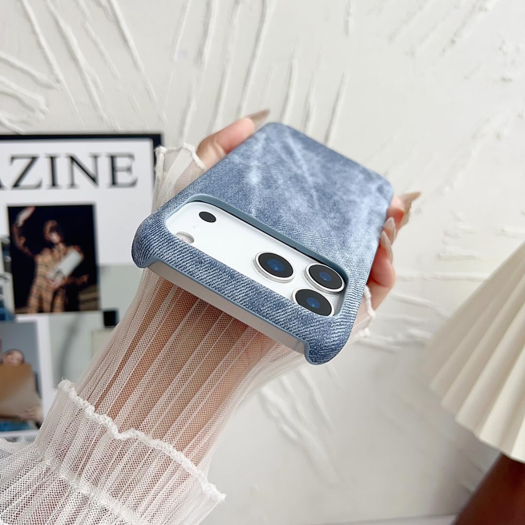 Etui magnetyczne z jeansu, odporne na wstrząsy, chłodzące, bezramkowe, do iPhone'a 17 Pro, jasnoniebieskie