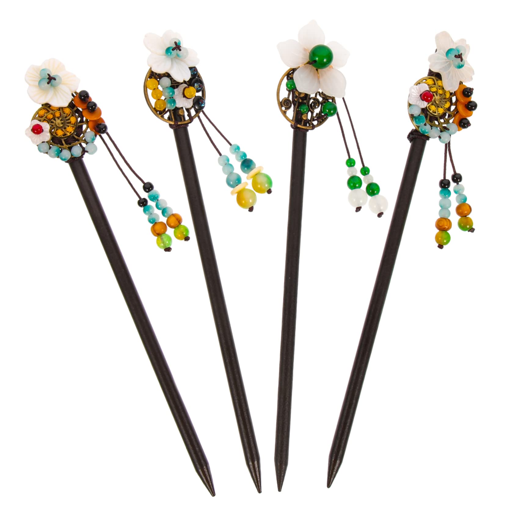 16stücke Traditionelle Chinesische Holz Haarnadeln Mit Quaste Und Blüten Für Hochsteckfrisuren Elegante Haarschmuck Für Hochzeiten Partys Und Besondere Anlässe