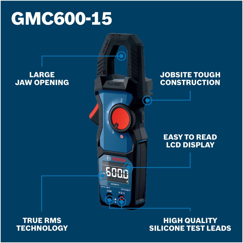 BOSCH PRO GMC600-15 True RMS 400A Clamp Meter — Amazon image 2
