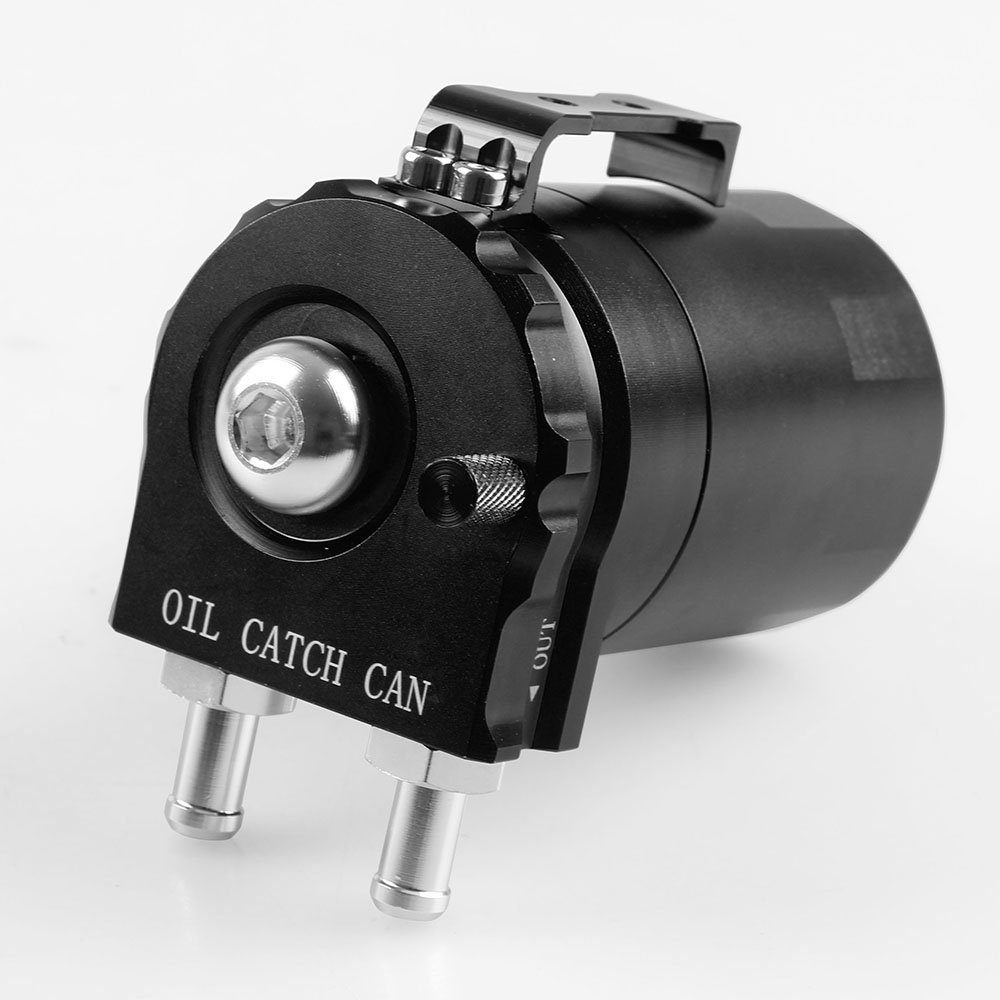 DollaTek alluminio nero lucido per automobile Contenitore per olio tanica da 300 ml con serbatoio del refrigerante in alluminio con filtro dell'aria