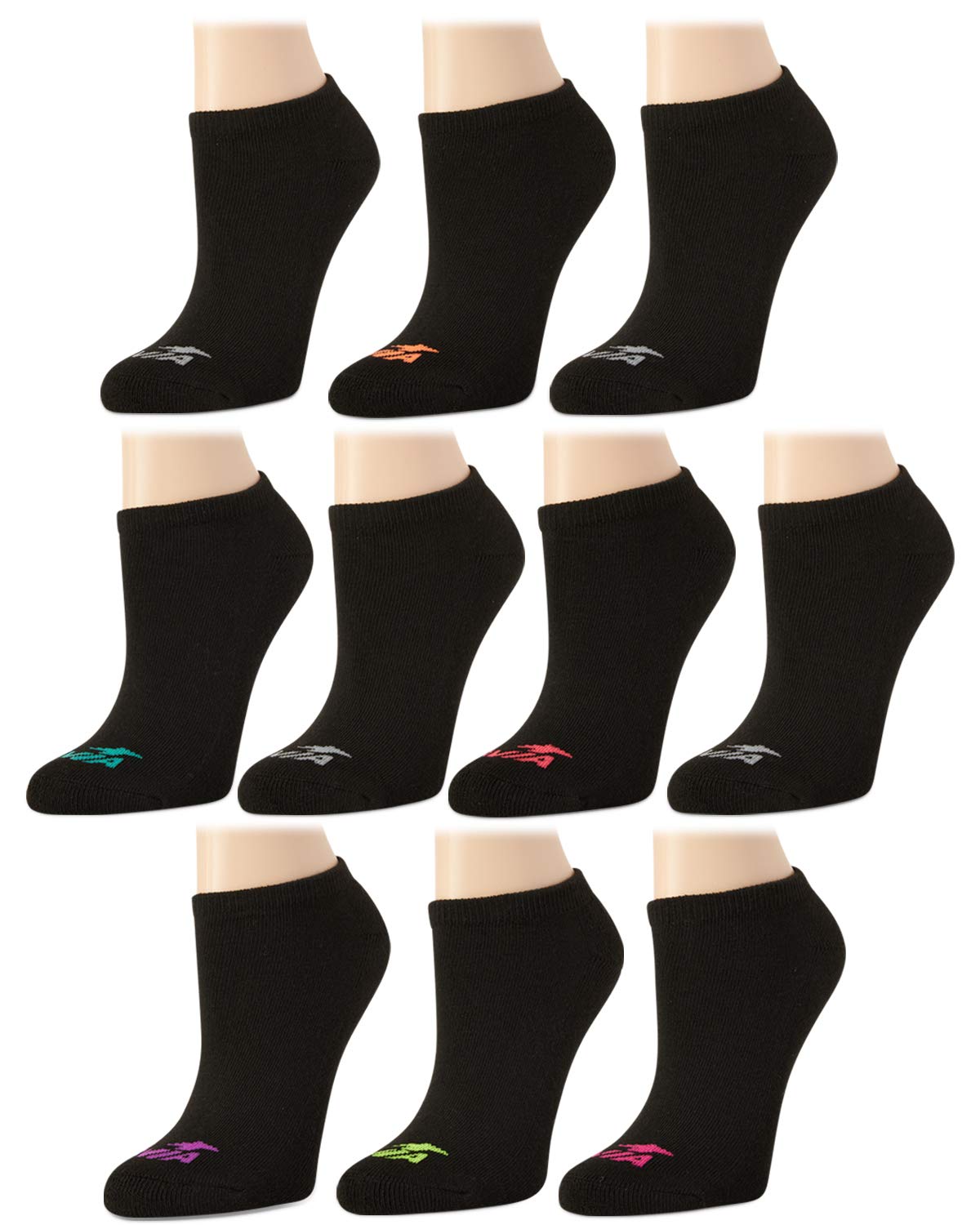 Avia Women''s No-Show Athletic Low Cut Socks (10 Pack), Size 4-10, Black