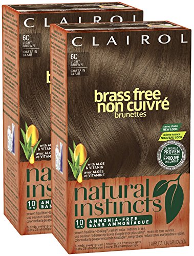 Clairol Natural Instincts, 6C, Brass Free Light Brown, 2 pk