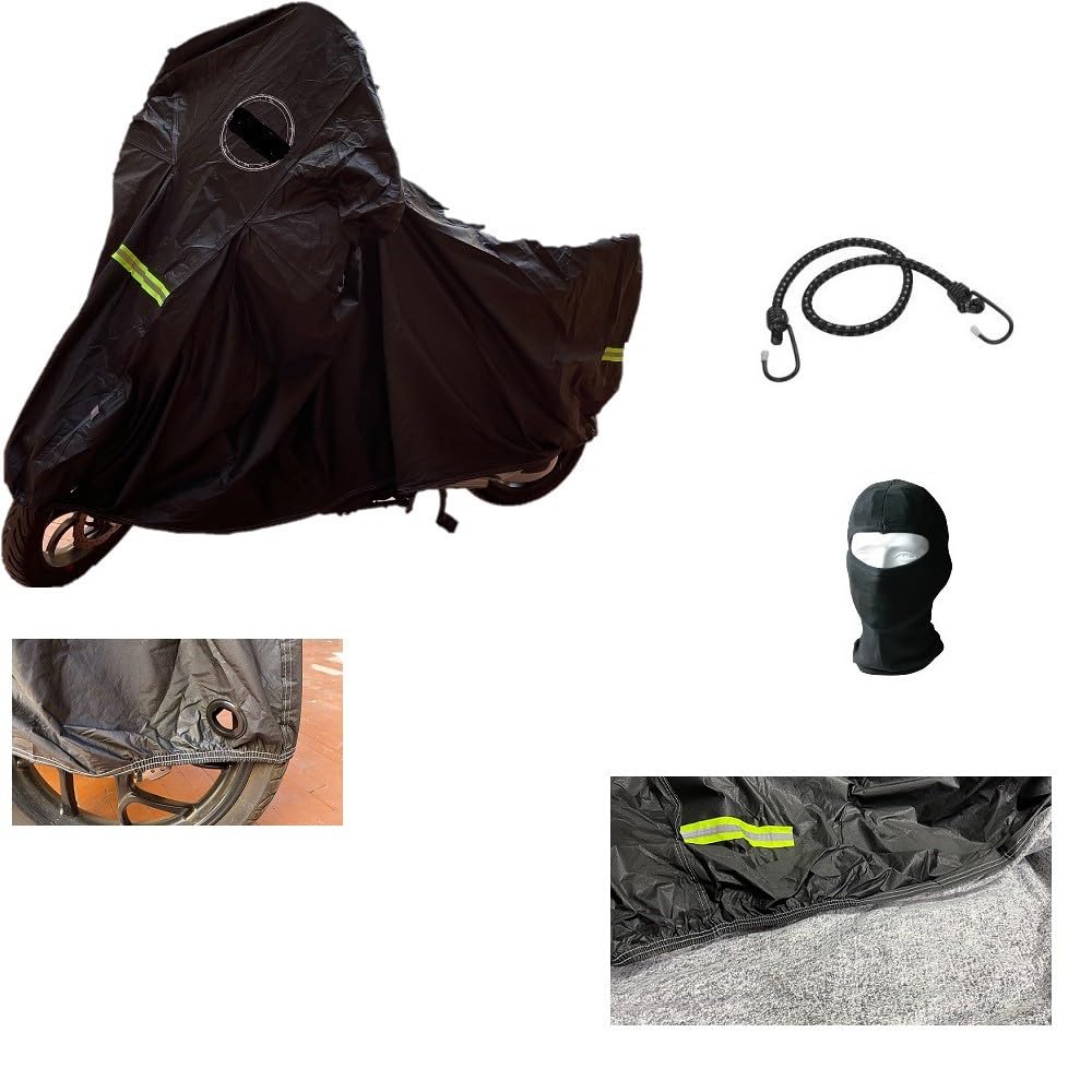 COMPATIBILE CON POLARIS TRAIL BLAZER 330 E 2X4 TELO COPRIMOTO ANTIGRANDINE PER PARABREZZA E BAULETTO NERO CON STRISCE FLUO IMPERMEABILE FELPATO 296X105X127CM