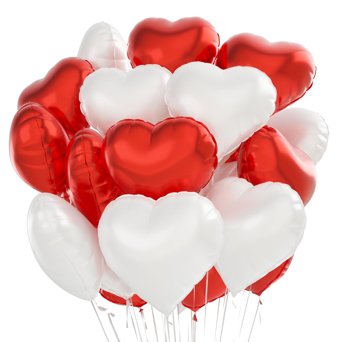Globos corazon Blanco Rojo, 24 pcs Globos en Forma de Corazón 18 Pulgadas, Globo de Lámina de Corazón, para el Día de San Valentín Bodas Nupcial Aniversario y Compromiso (Blanco Rojo 24 piezas)