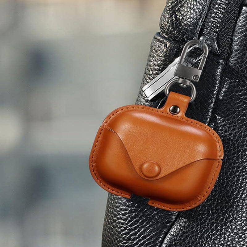 Image of AJM 360 Protection Shockproof Design Leather Case Compatible with Apple Airpods Pro 3 (Light Brown)