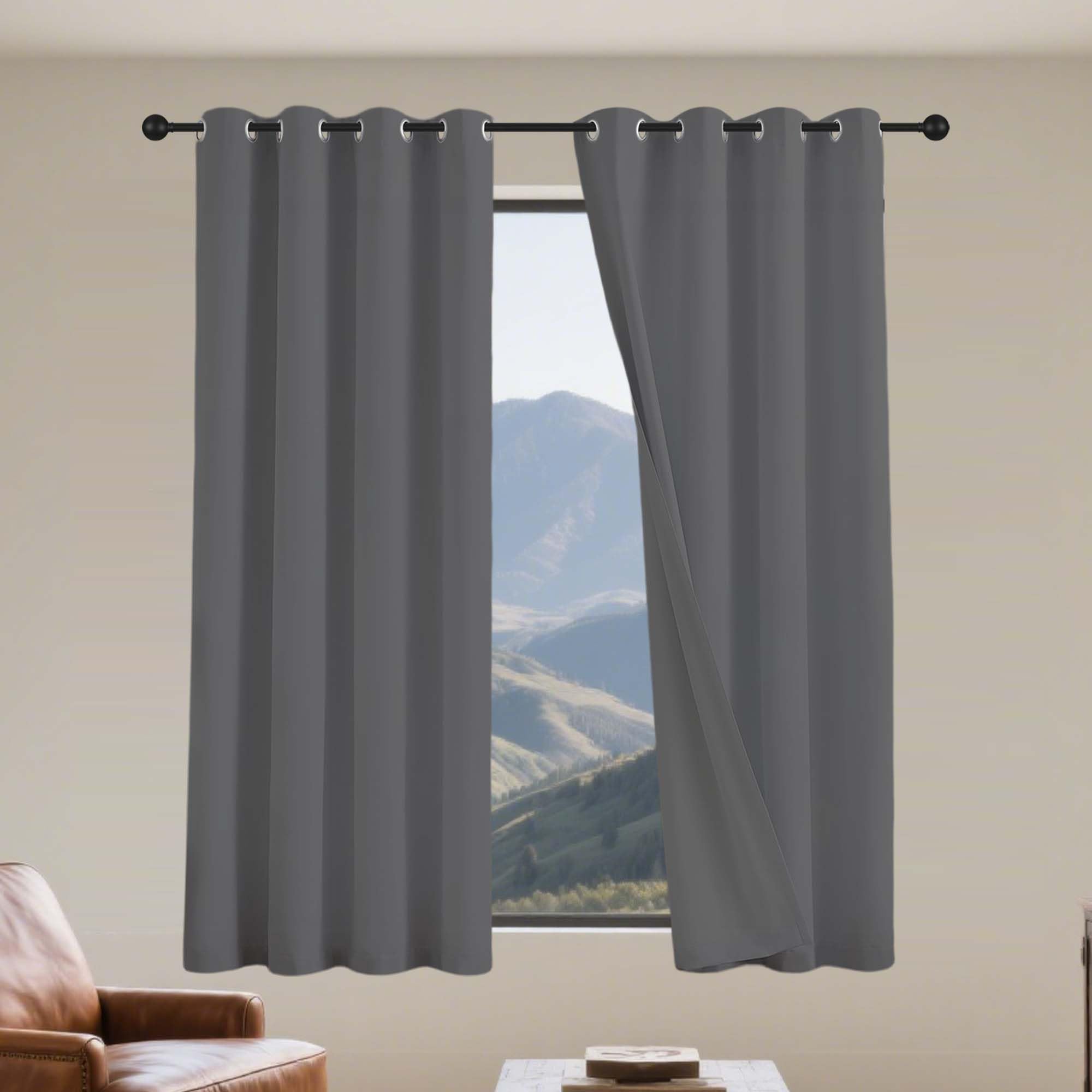 Rideaux occultants thermique isolant anti froid maison gris fonce