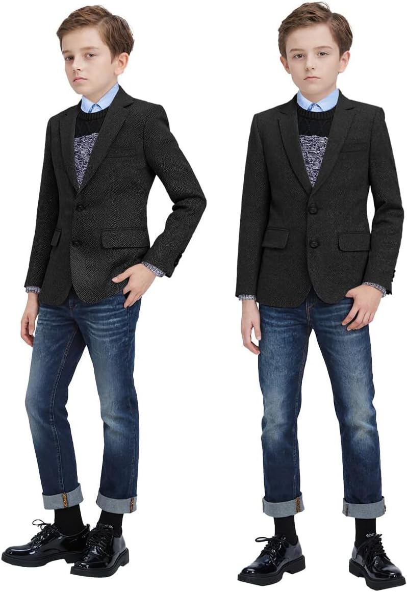 Tweed Herringbone Boys Blazer Classic Jacket for Boy Casual Jacket Formal Tweed Patterned Sport Coat - Image 2
