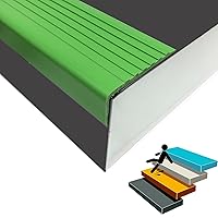 Vista 9 de Protector de borde de escalera, borde de nariz de escalera, en forma de L, protector de banda de rodadura de goma de vinilo de 36 pulgadas