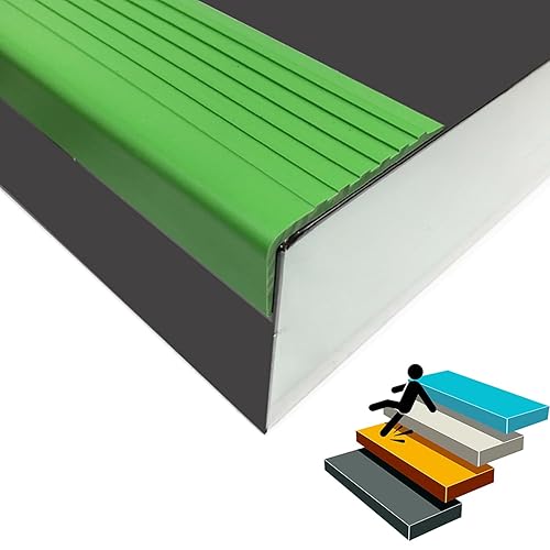 Miniatura 9 de Protector de borde de escalera, borde de nariz de escalera, en forma de L, protector de banda de rodadura de goma de vinilo de 36 pulgadas