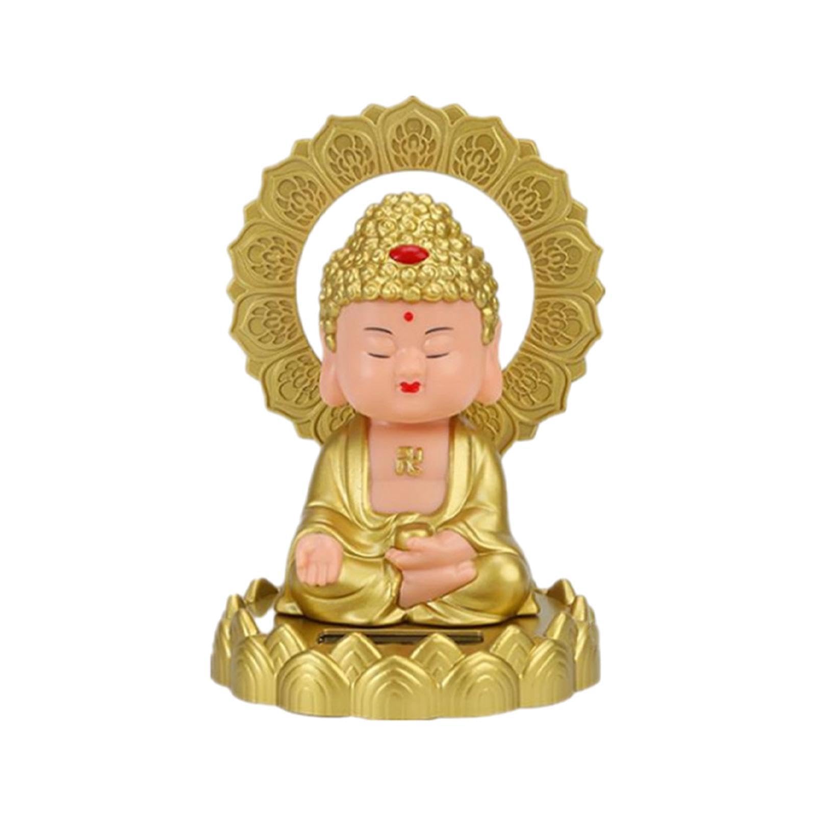 TWISAXC Shaking Head Buddha Car Dashboard Ornament Promises Endless Smiles By Nodding To Life’s Joys Sunlight Is Directly Converted Into Electricity Buddha Statue Toy Is, Style B