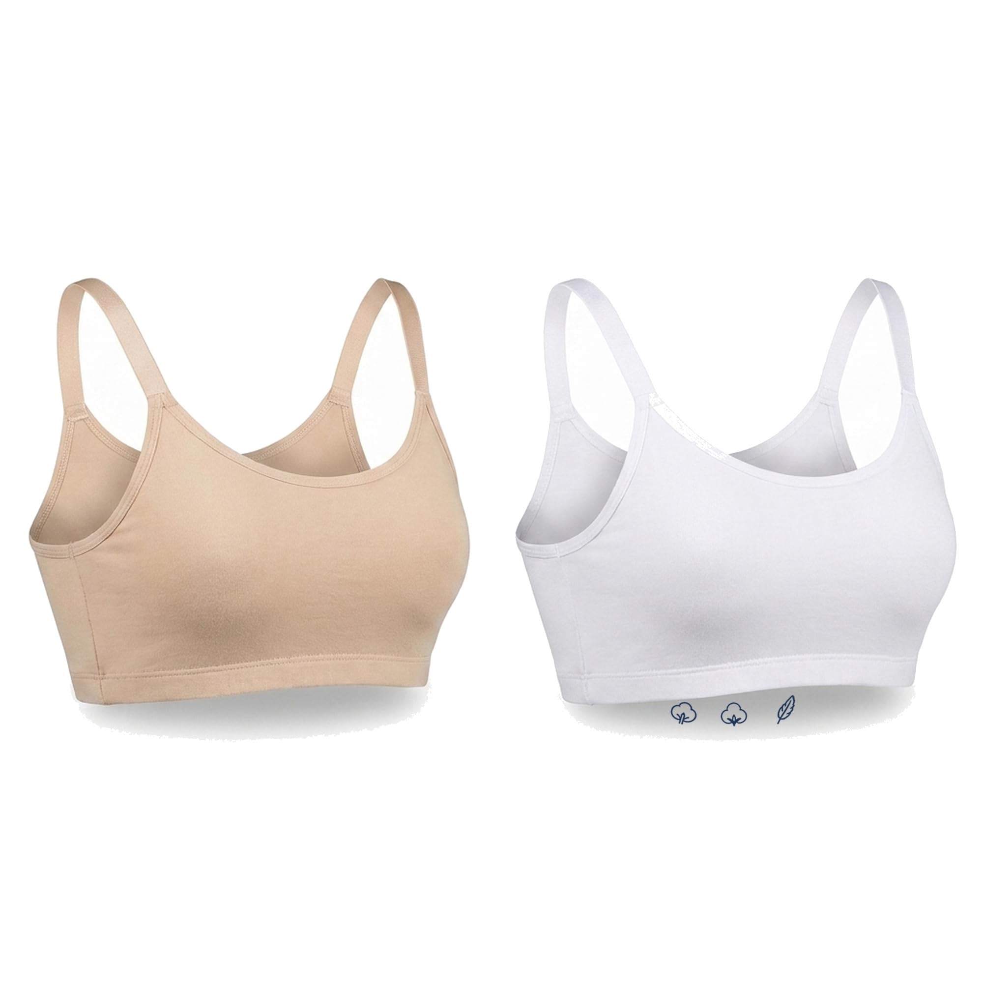 DChica Essentials Uniform Bras for Girls Cotton Non-Padded Full Coverage Seamless Everyday Non-Wired Gym Bra with Adjustable Thin Strap, Graphic Printed Training Bra for Teenager Kids (Pack of 2) 4