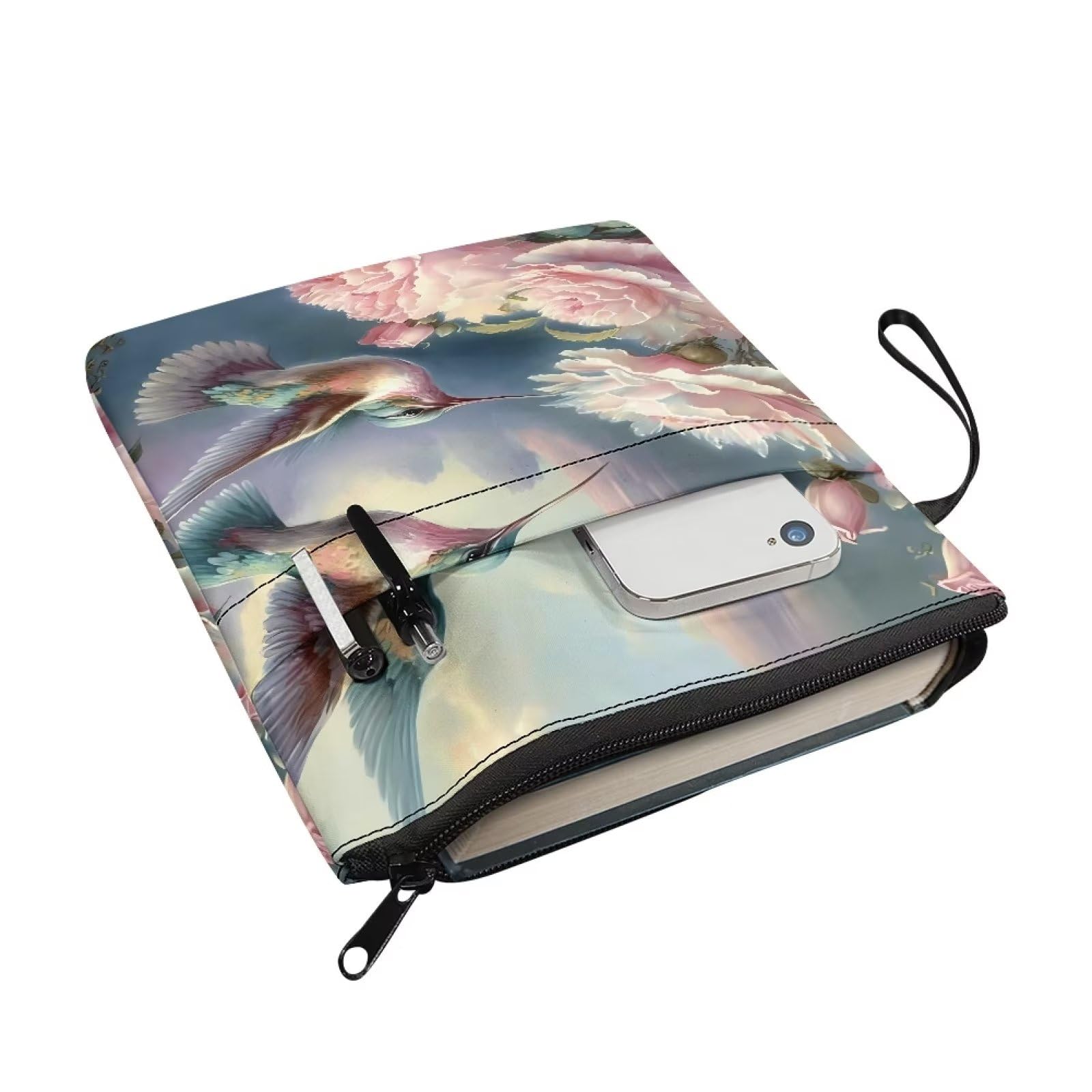 Poceacles Hummingbird Peony Flowers Book Covers for Hardcover Books Book Sleeve for Paperback Polyester Lightweight Book Protector Cover Book Sox - Image 3