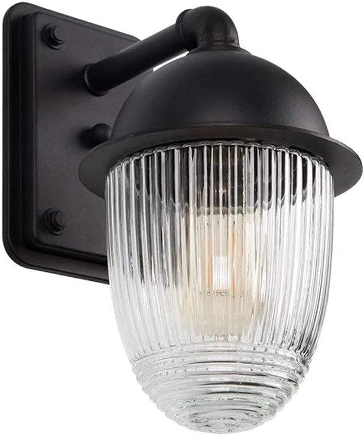 Applique murale luminaire d'extérieur noir étanche avec ampoule LED E27 et globe en verre