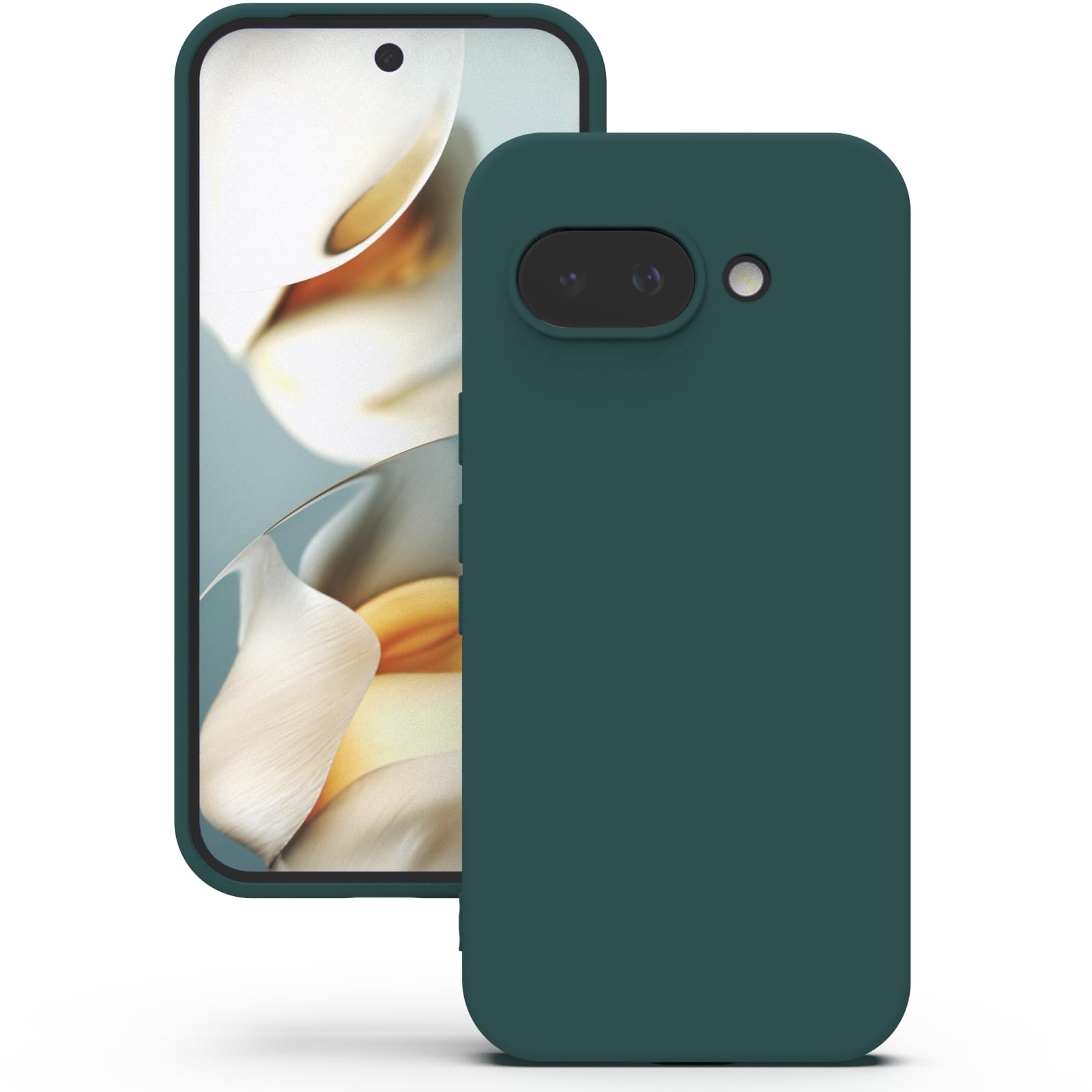 YATWIN Hülle für Google Pixel 9a, Silikon Handyhülle mit Futter, 1mm Kamera und Displayschutz, Dünn & Leicht, Anti Kratzer Case, Grün