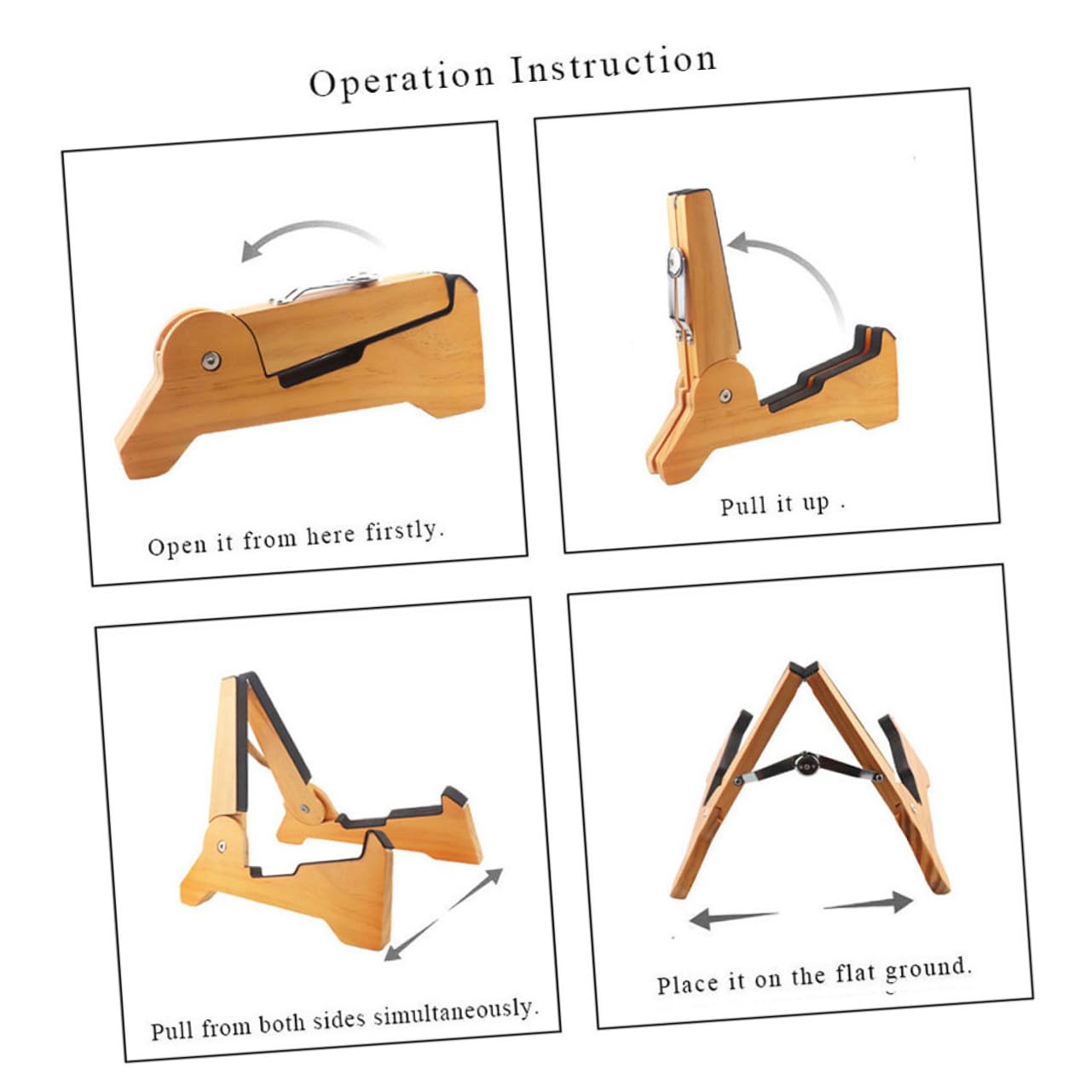 VANZACK Supporto per Chitarra in Legno Pieghevole e Rimovibile per Chitarra Elettrica e Basso, per Sala Musica o Negozio Strumenti Musicali