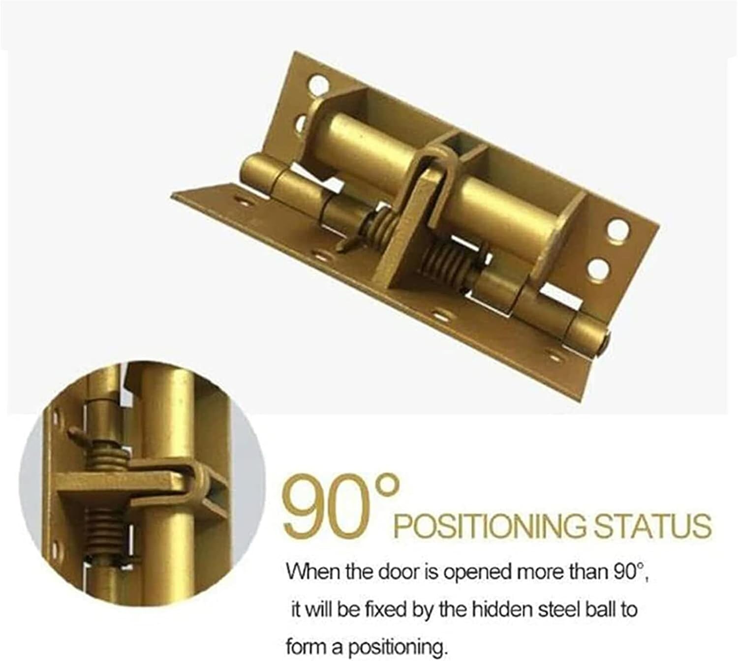 1PC Multifunctional Spring Position Hinge Door Closer Iron Self-Closing 90°Positioning Auto Shut Off Hinge with Screws (Color : Silver)