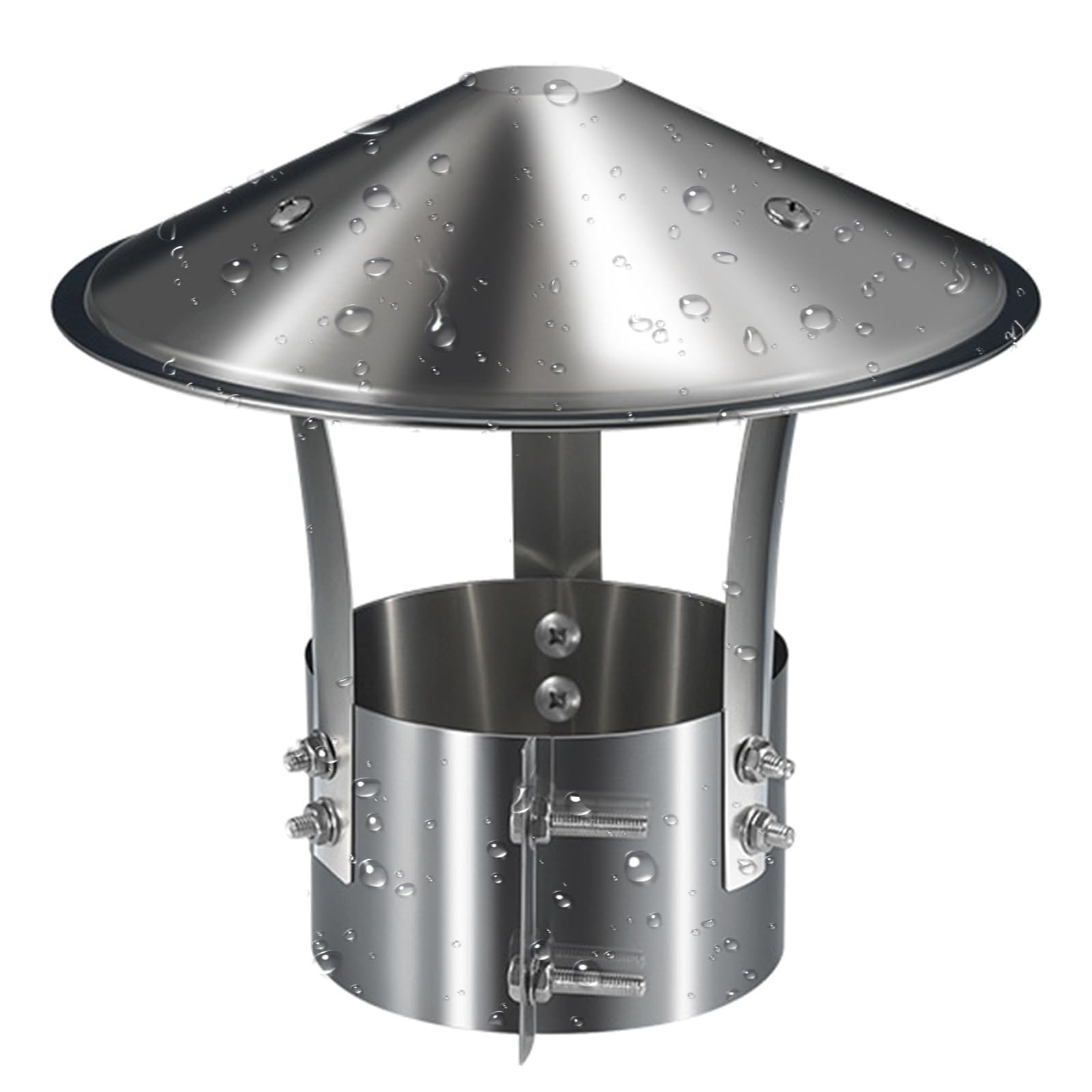 AYUWQZX 304 Stainless Steel Chimney Cap Cone Silver 75-200 Mm(130mm/5.1in)