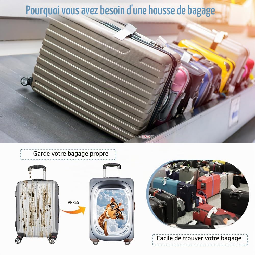 3D Housse de Valise Elastique, DOTBUY Réutilisable Anti-rayures Lavable Bagages Étui Protéger Coffre Voyage Trolley Zippé Résistant Robuste Couvre Protection