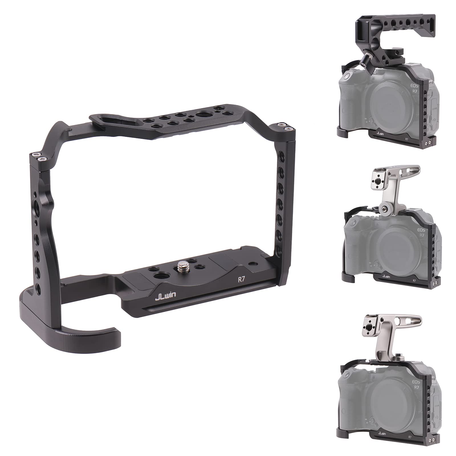 FOTGA Klatka na aparat do produkcji wideo Stabilizator Rig z aluminium z mocowaniem typu Cold Shoe i śrubami 1/4" 3/8" do bezlusterkowej lustrzanki Canon EOS R7