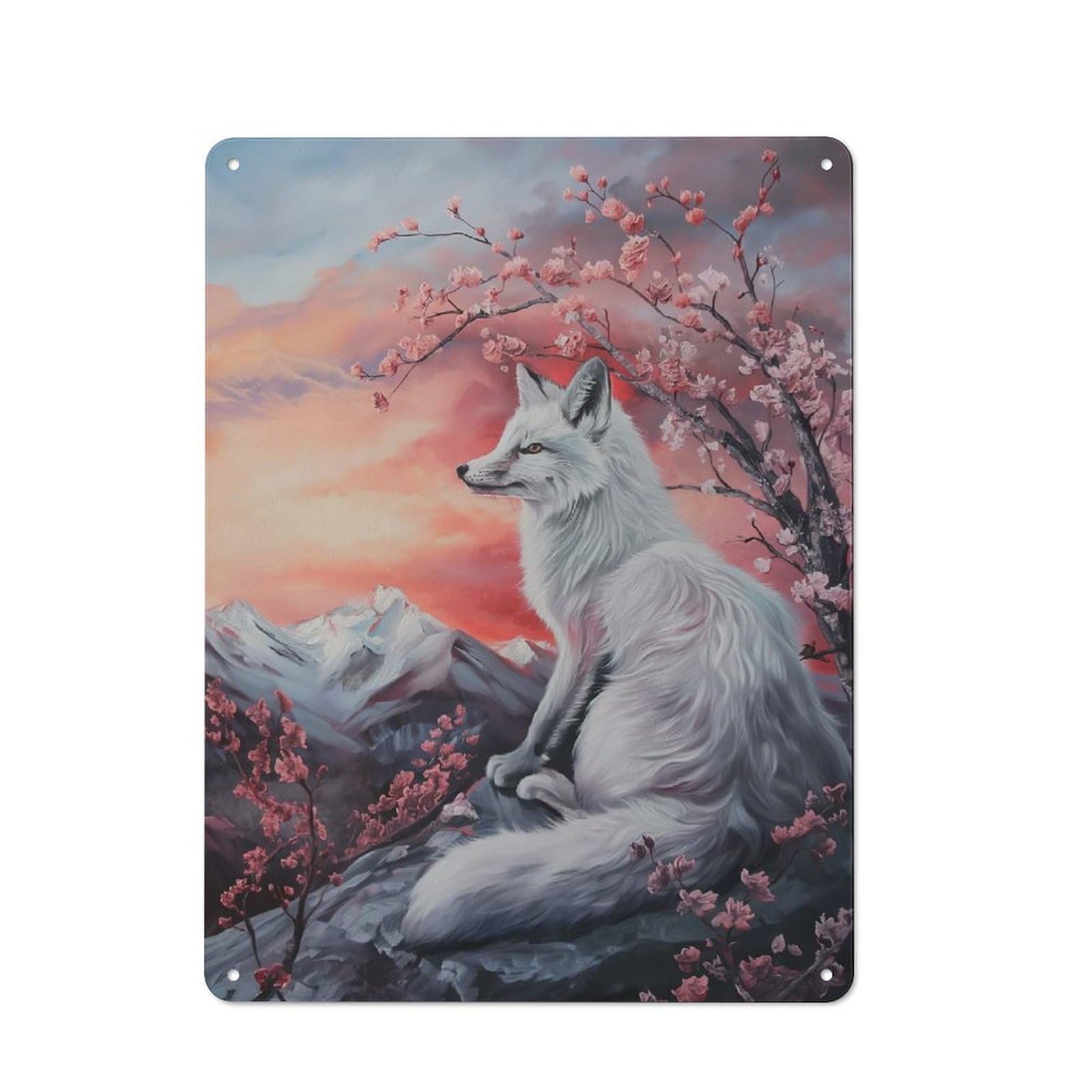 Nostalgic Decorative Tin Plaque 40x30cm Featuring Fox Magical Fairy Tale Art, Classic Pub Decor for Cafe, Pub, Workshop Or Home Bar