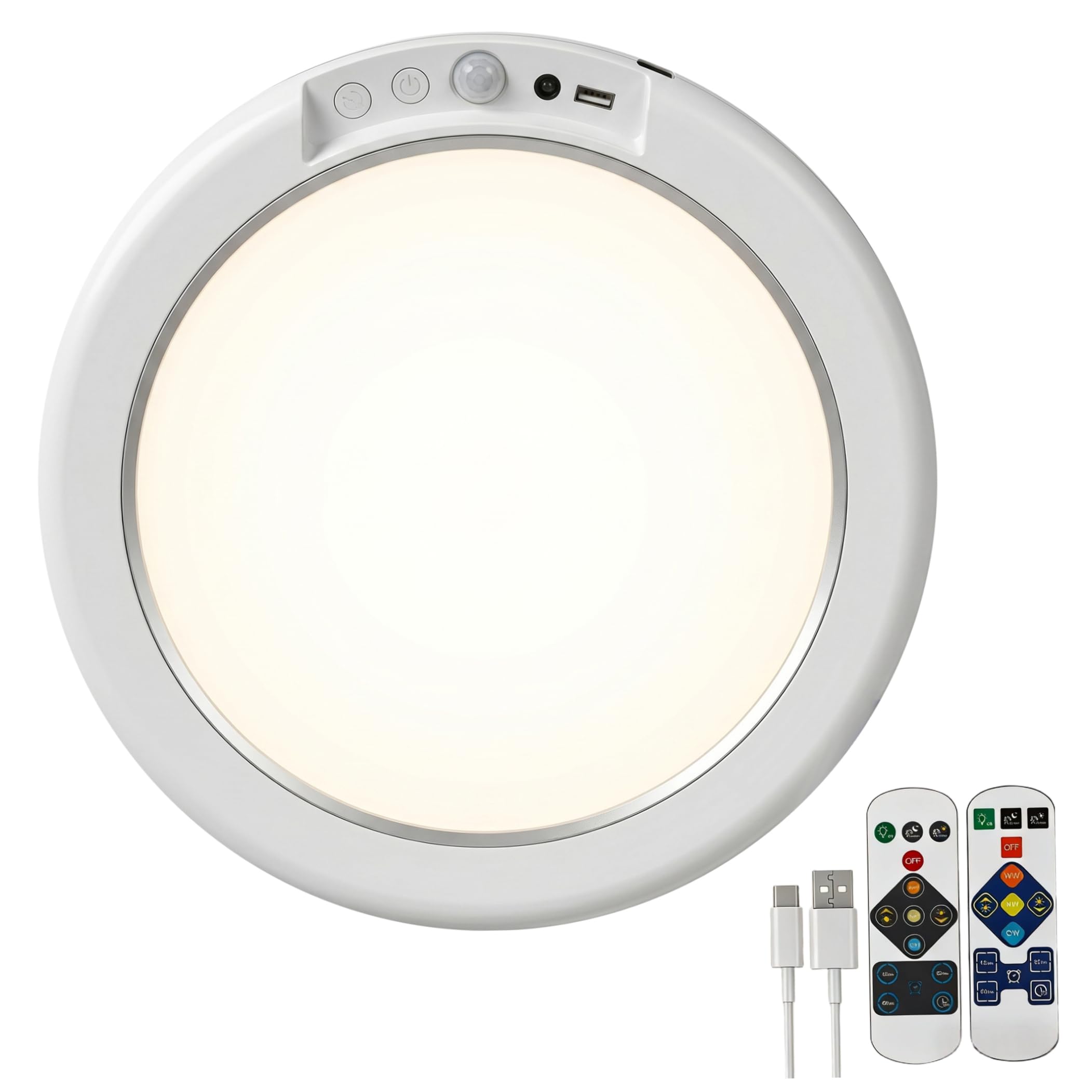 Tsawntd Rechargeable Motion Sensor Ceiling Light With Remote, Rechargeable Ceiling Light, Motion Activated Led Lamp With 3 Modes & Stepless Dimming, White