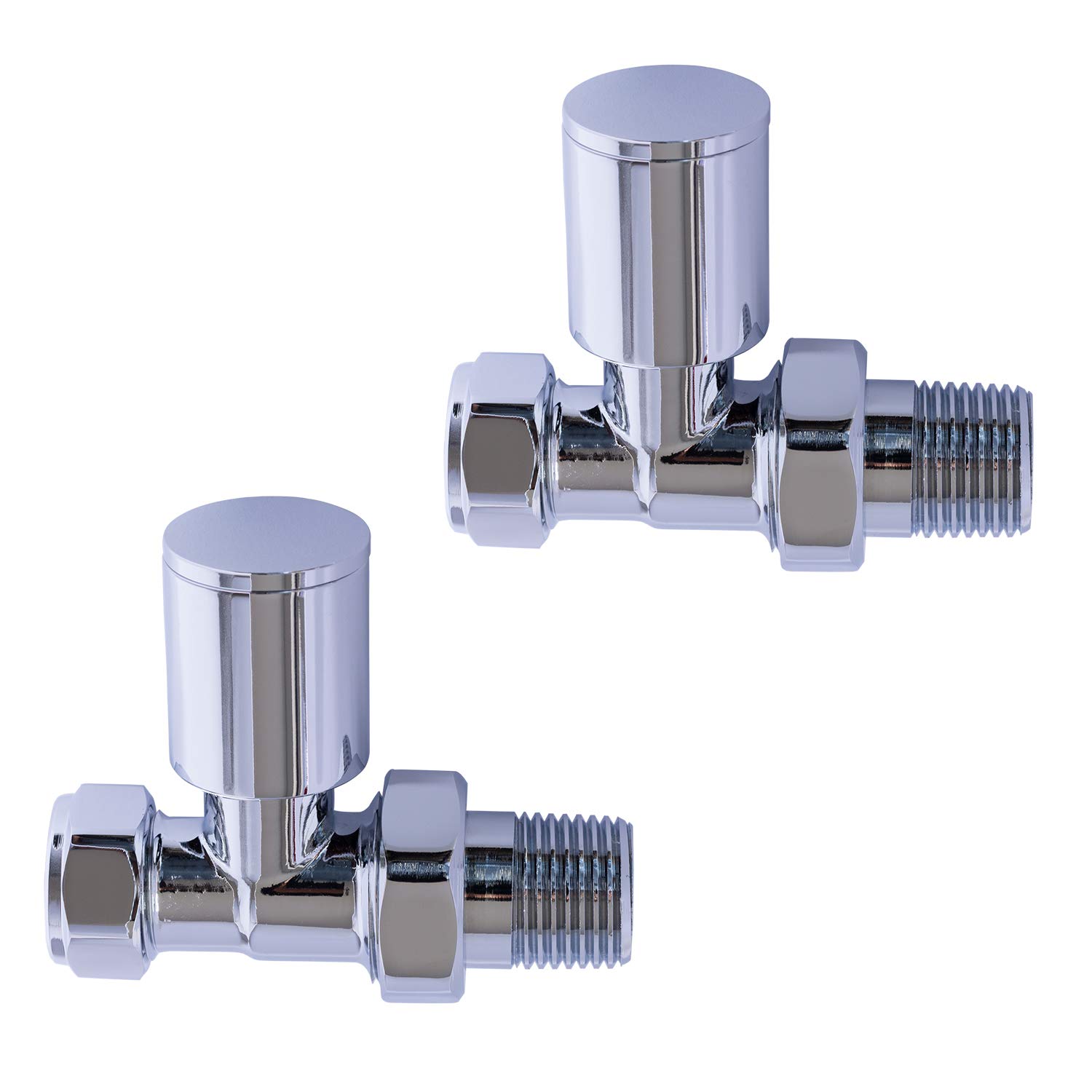 Companyblue Chrome Straight Valves 10Mm Towel Rail Rad Radiator Valves With Reducers 10Mm Pipe Connection (Chrome Straight Valves 10Mm)