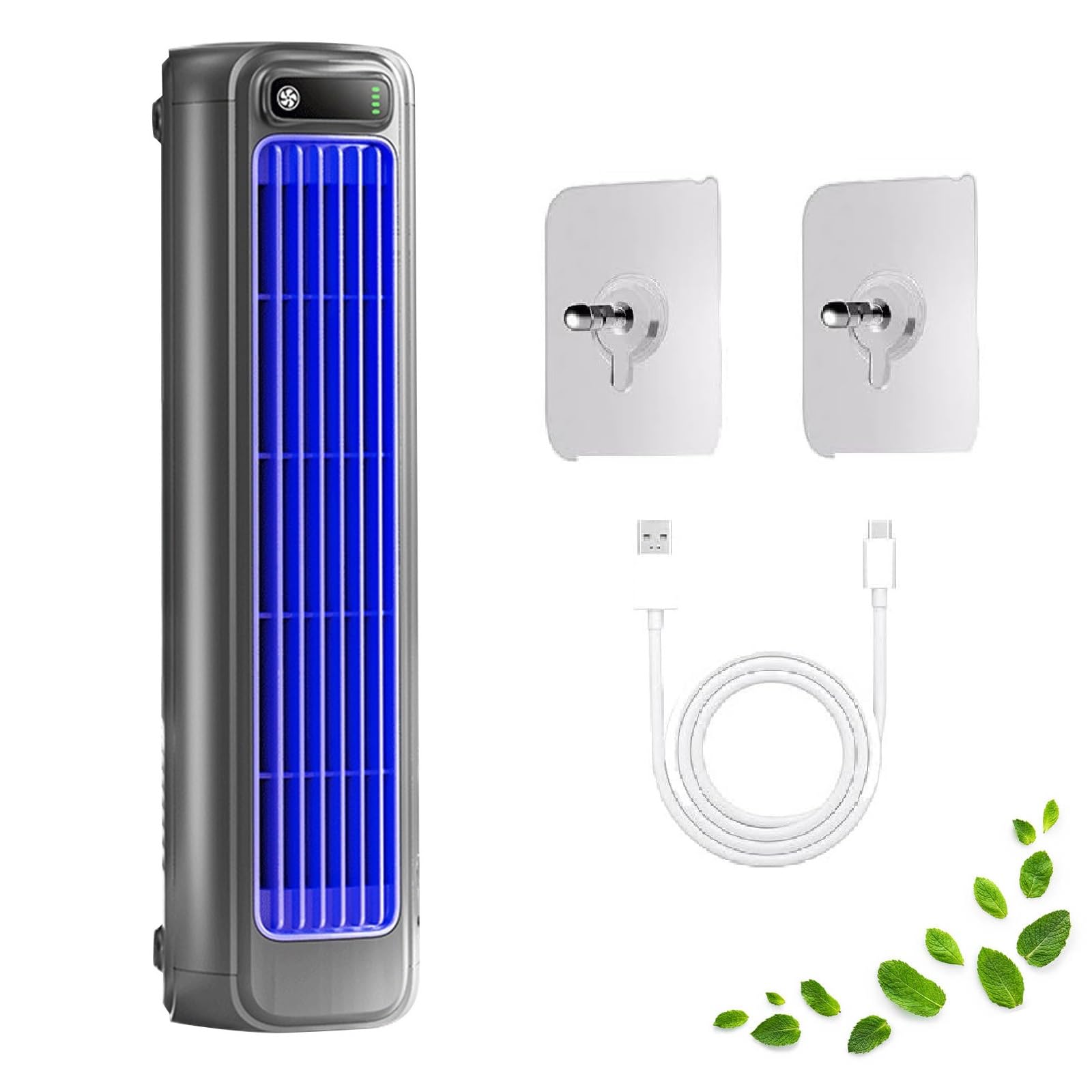 Brizac Air Conditioner, Brizaac Cooling Ace Portable Air Cooler, USB Rechargeable Mini Air Conditioner, No Drilling Wall Mounted Electric Fan, Quiet With 3 Speeds, for Bedroom Office Home (Gray)