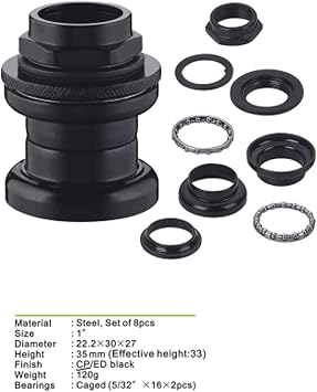 Bicycle Headset 1 Threaded 8pcs