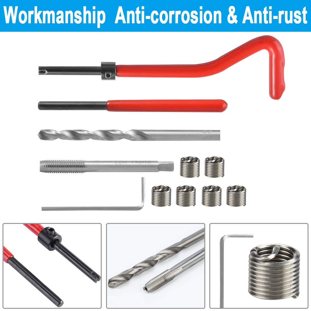 Kit Riparazione filetti M6 x 1 mm 30pz Kit Riparazione Strumento Filettatura Interna Riparazione Filettatura Manicotto Riparazione Filetti Kit Riparazione filetti Riparazione per Automotive